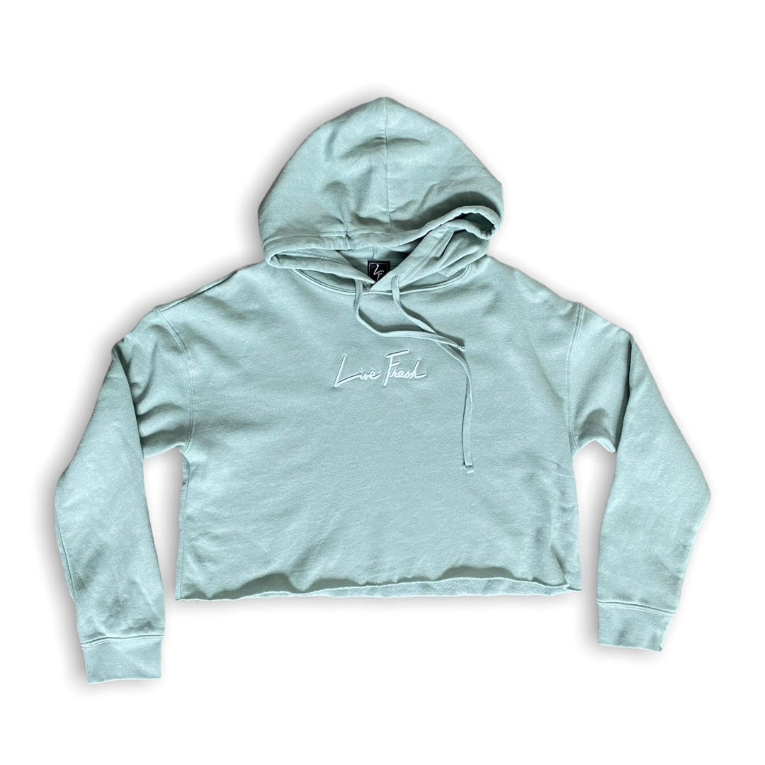 Ladies Signature Line Crop Top Hoodie: Sage