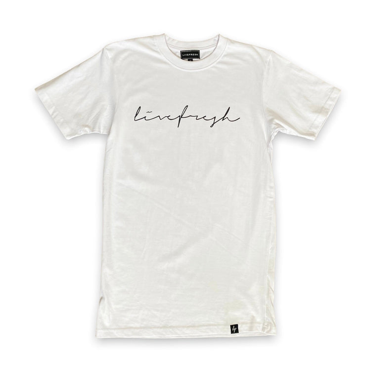 Wave Script Drop Shoulder T-Shirt - White